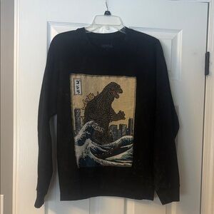 Black Godzilla Graphic Sweater